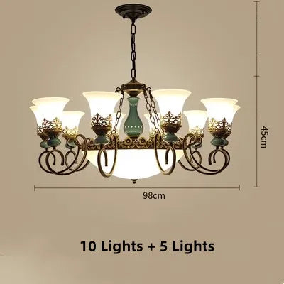 Lustre — Classique antique en céramique et verre vintage