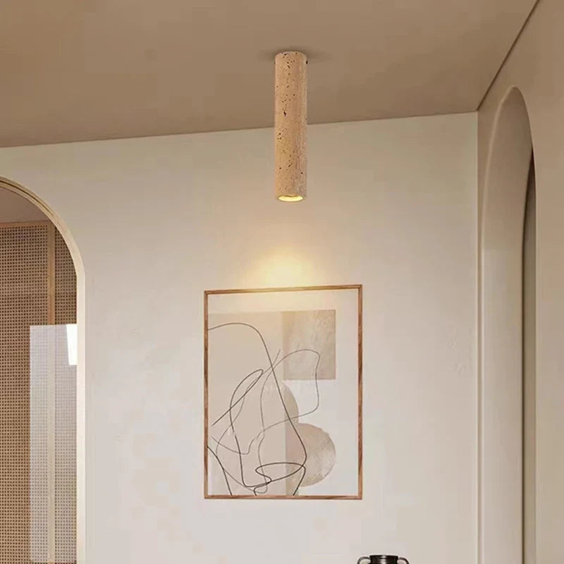 Plafonnier — Cylindrique en pierre naturelle pour éclairage intérieur