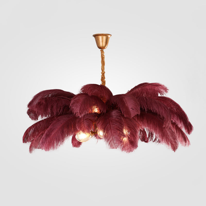 O'Moore Suspension Fleur Moderne, Cuivre/Plume, 8 Couleur, Salon - Neutralighting