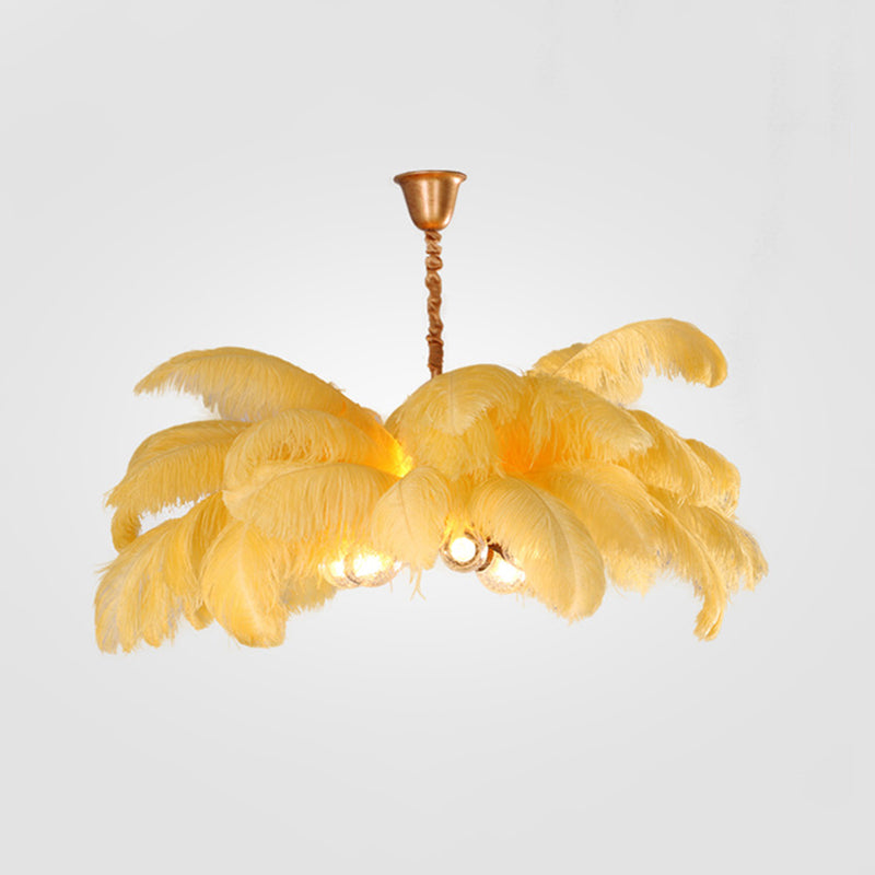 O'Moore Suspension Fleur Moderne, Cuivre/Plume, 8 Couleur, Salon - Neutralighting