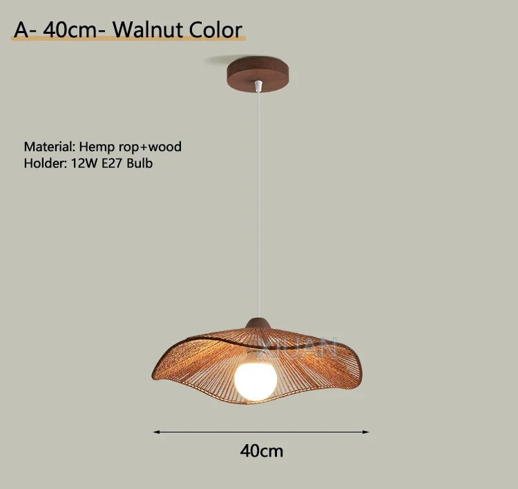 Lustre Wabi-sabi Joséphine Brume en Corde de Chanvre — A Noyer 40cm / 3 Température de couleur