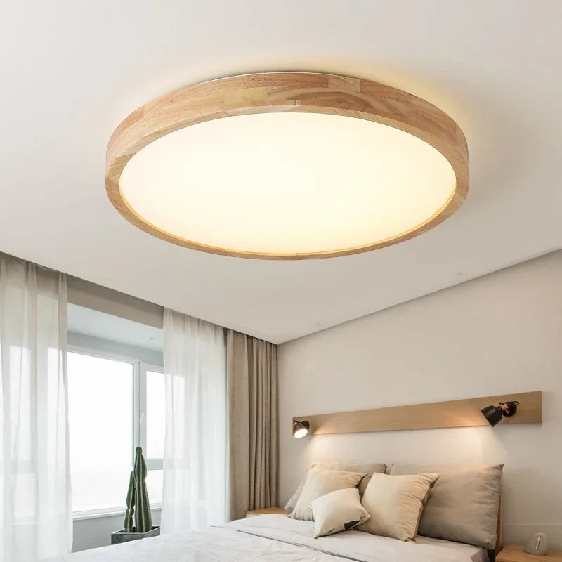 Plafonnier led moderne avec télécommande pour intérieur polyvalent Milène Lisière en Bois - Le Charme du Bois au Quotidien