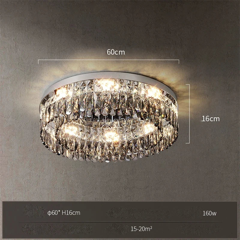 Lustre — LED dimmable rond rectangulaire en cristal