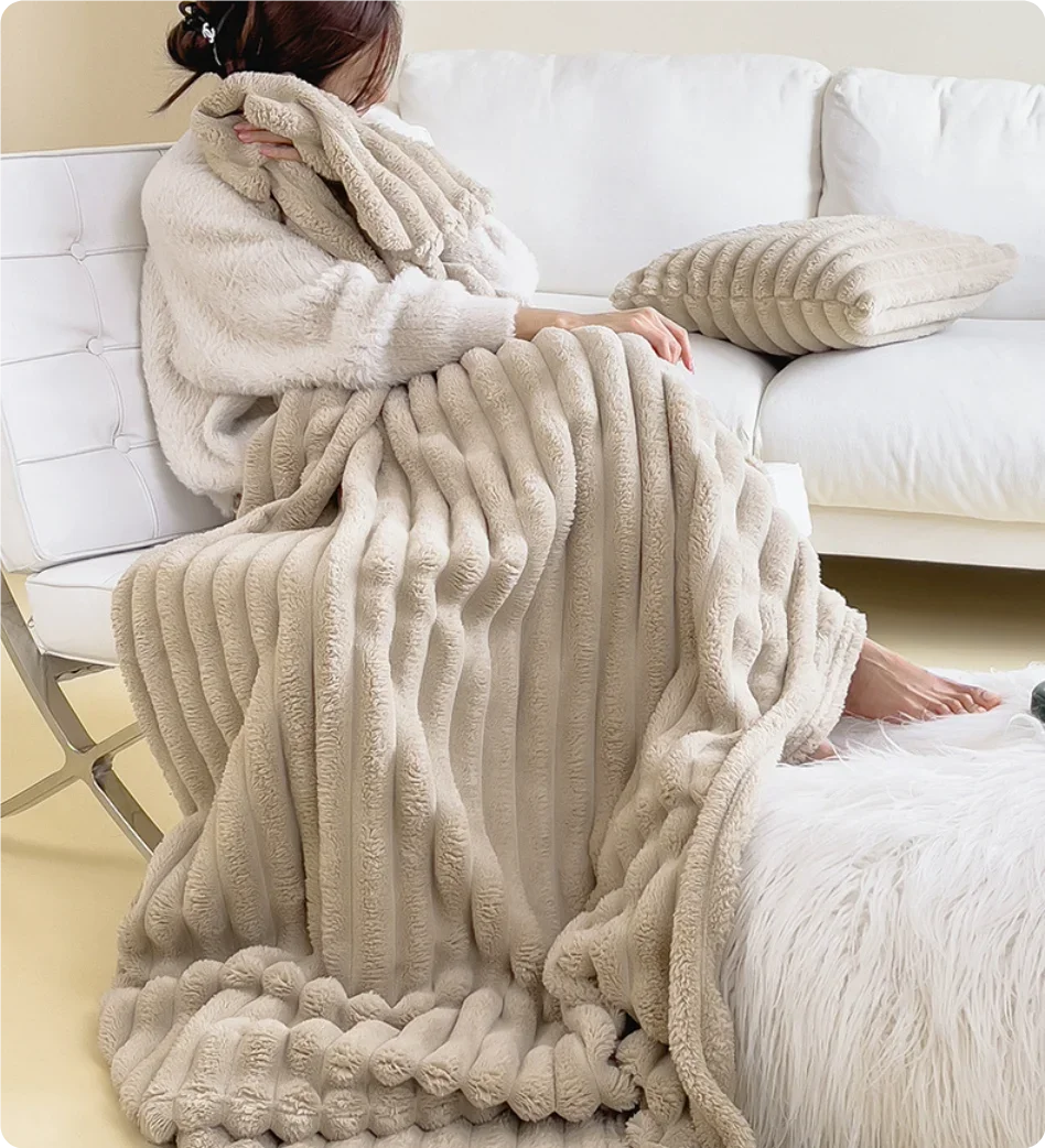 Plaid plaid épais doux en polaire corail pour lit Éléonore Poème - Une Note Singulière dans le Décor