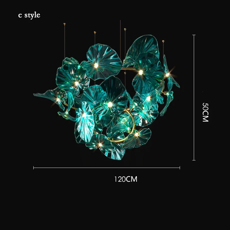 Lustre — Artistique avec feuilles de verre suspendu LED pour hôtel