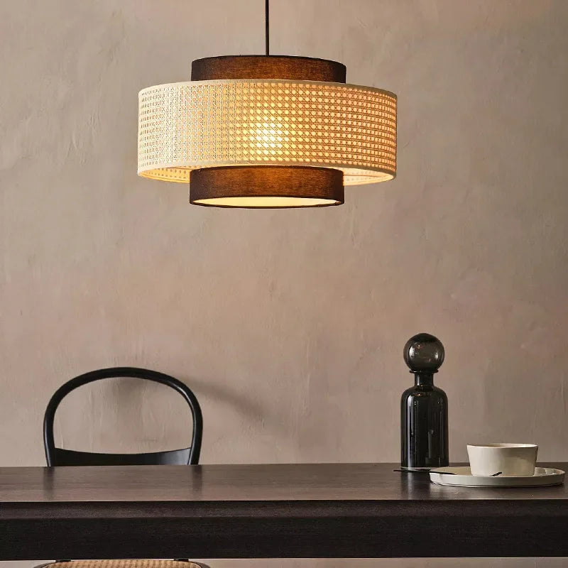 Suspension design à cannage en bambou rotin LED déco – Avelin Aube