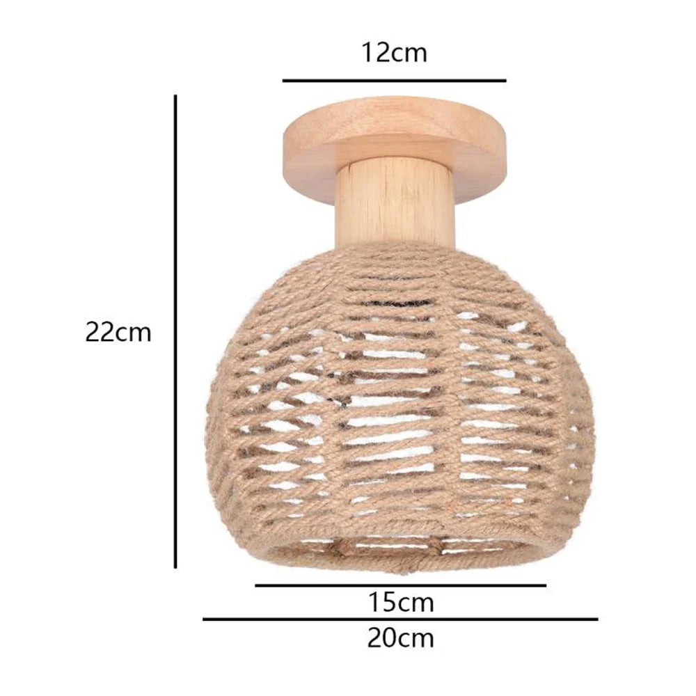 Plafonnier Vintage Éloi Brume en Corde de Chanvre et Métal — Modèle 7