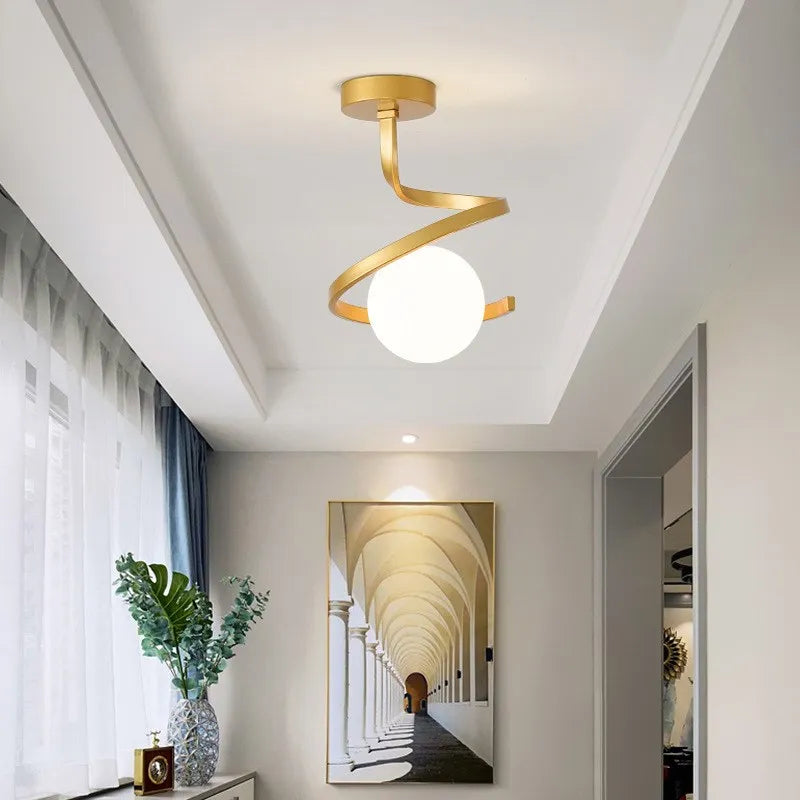 Plafonnier — En verre moderne minimaliste noir or 1/2 têtes éclairage intérieur pour couloir allée balcon entrée vestiaire luminaires