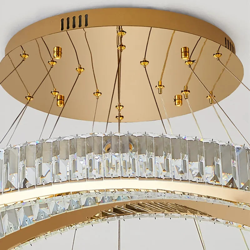 Lustre — Moderne en cristal avec anneau pour décoration intérieure