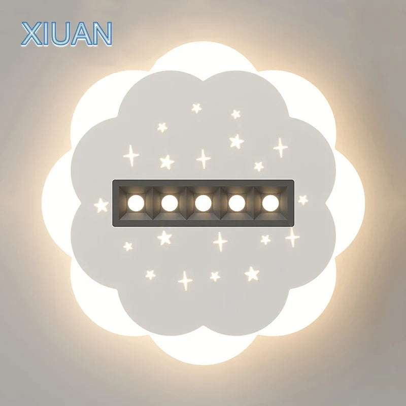 Plafonnier — Simple avec spot blanc carré et nuage rond