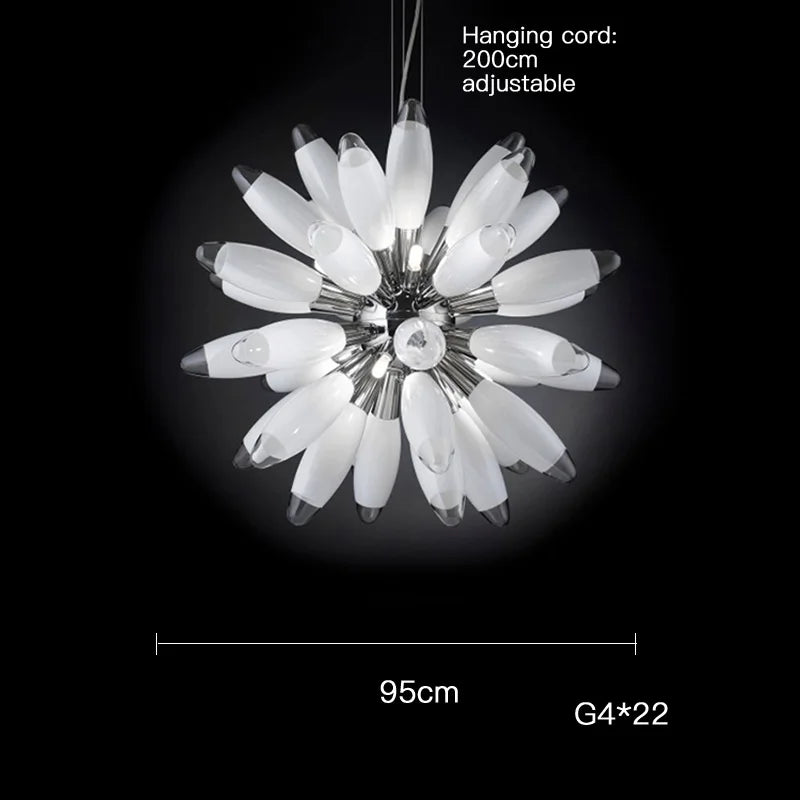 Lustre — En verre à grand globe avec quincaillerie élégante