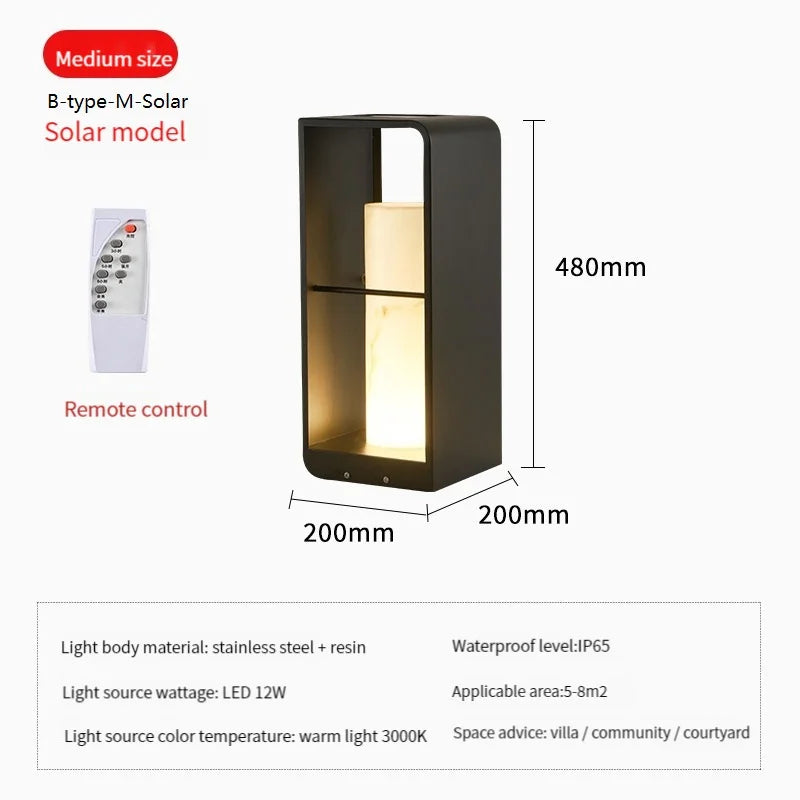 Lampadaire — De jardin moderne solaire LED clôture lumière IP54 extérieur étanche ambiance éclairage pelouse lumières Villa cour décor lampadaires