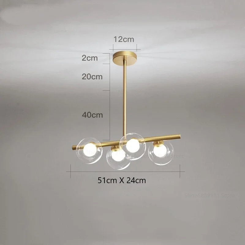 Lustre — LED moderne avec lampes à billes en verre nordique