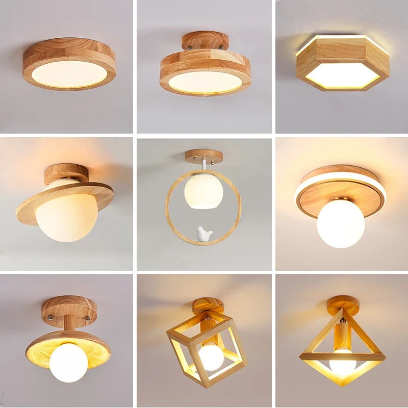 Plafonnier — En bois nordique pour couloir entrée balcon couloir vestiaire Illuminaire 3 température de couleur en bois LED allée lumière
