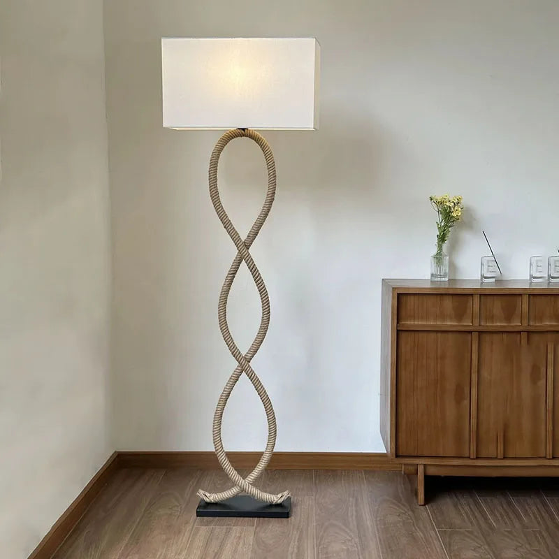 Lampadaire Wabi-sabi Zélie Rivage en Corde de Chanvre