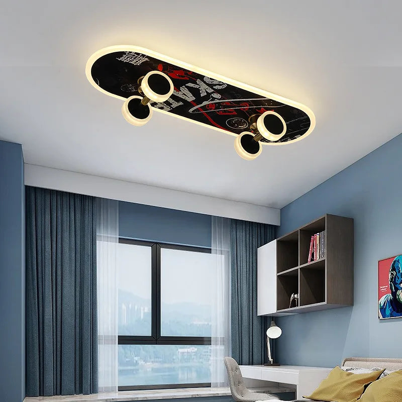 Plafonnier skateboard à intensité variable pour chambre enfant Elvire Arpège en Métal - Caractère & Élégance dans le Décor