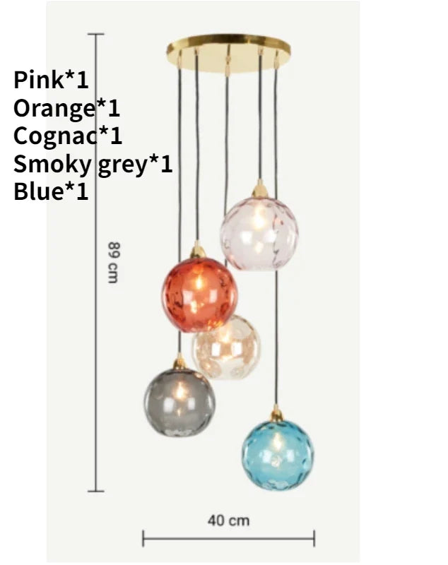 Lustre — Boule de verre coloré nordique lampes suspendues moderne Grain d'eau Restaurant cuisine luminaire suspendu chambre lampe de chevet