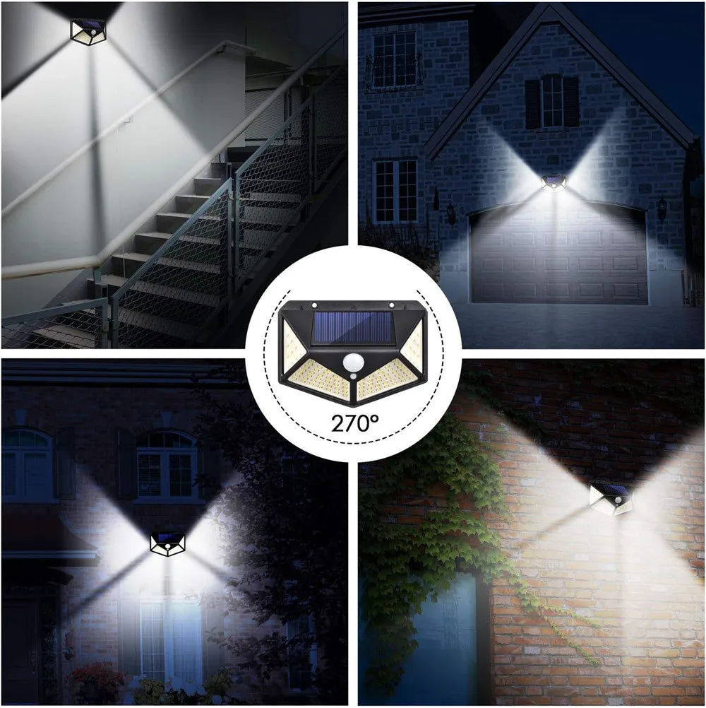Applique murale — Solaire extérieure étanche avec capteur de mouvement 100 LED