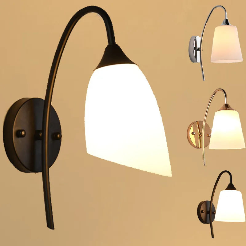 lampe de chevet américaine antique en verre et fer led pour hôtel