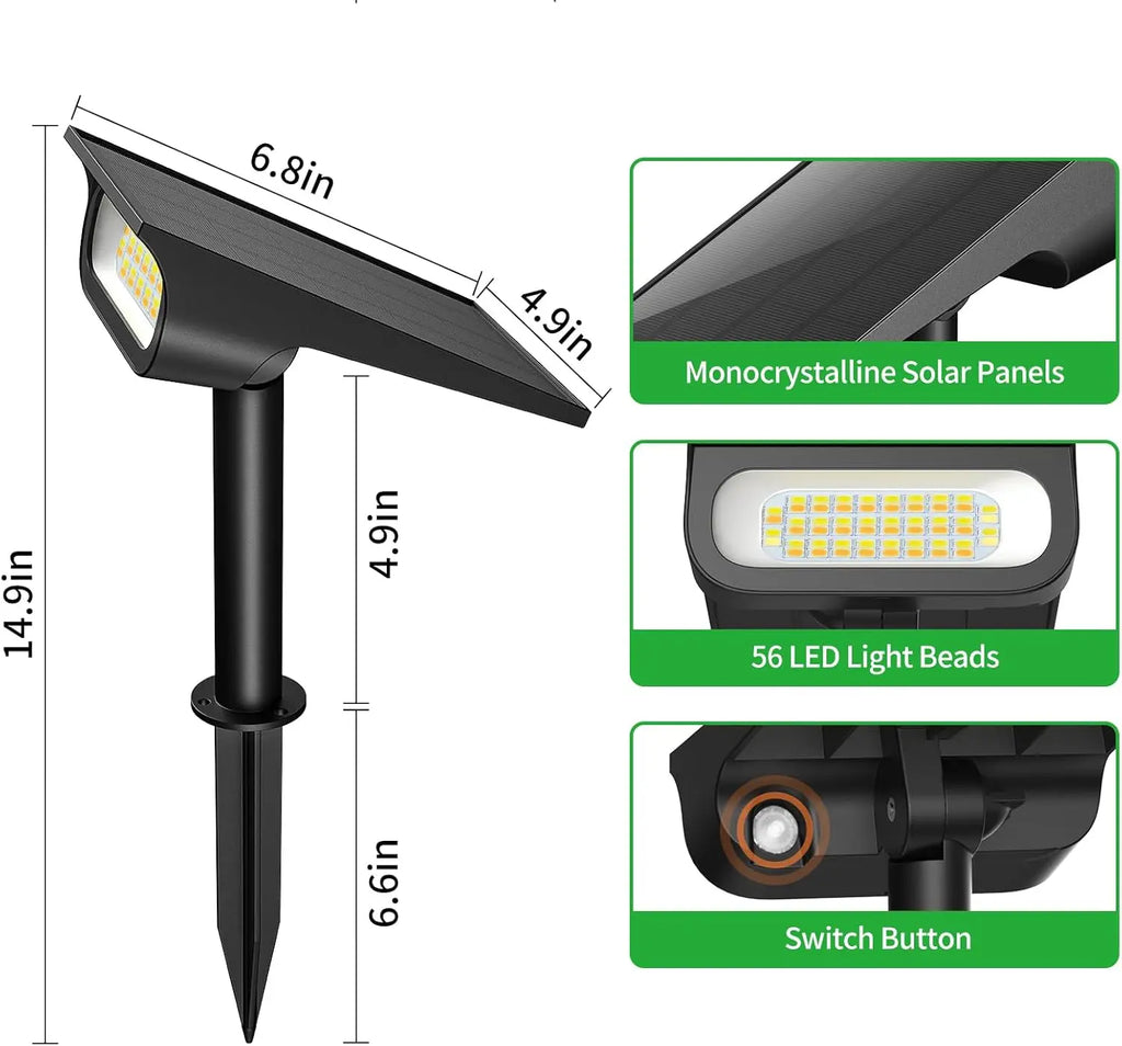 Spot solaire de jardin avec batterie de 4000 mAh et trois modes de couleur – Sylvélor