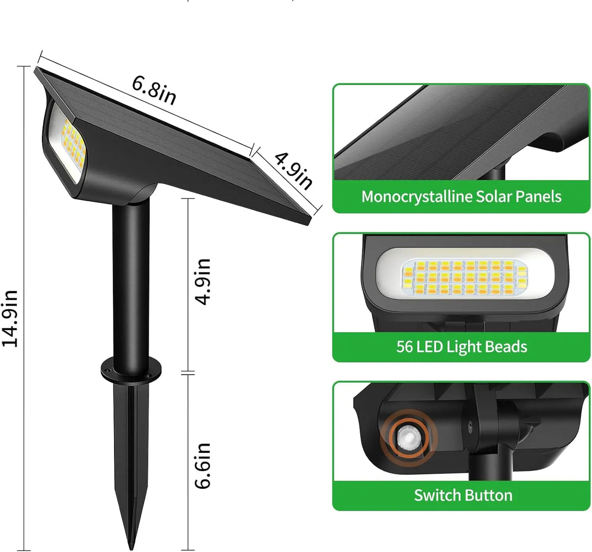 Spot solaire de jardin avec batterie de 4000 mAh et trois modes de couleur – Sylvélor