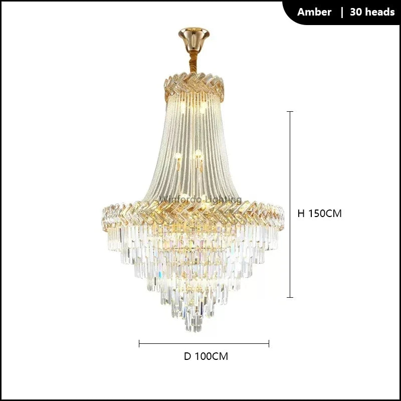 Lustre — LED en cristal design moderne pour villa duplex