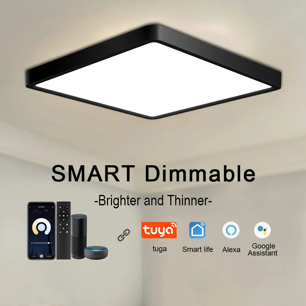 Plafonnier Tuya Smart LED App commande vocale Alexa Google télécommande plafonniers carrés salon chambre éclairage Adrien Courbe - Une Silhouette Graphique Affirmée