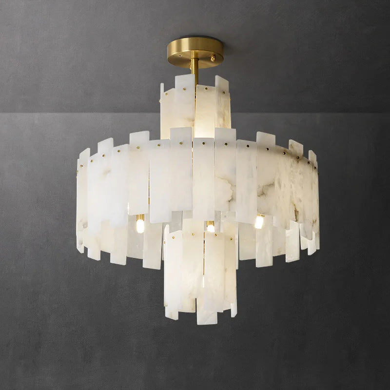 Suspension — Suspension élégant en marbre naturel LED postmoderne pour villa