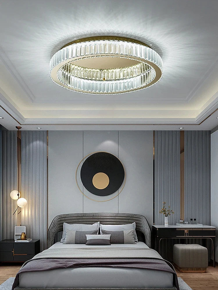 Lustre — Rond en cristal dimmable LED de luxe
