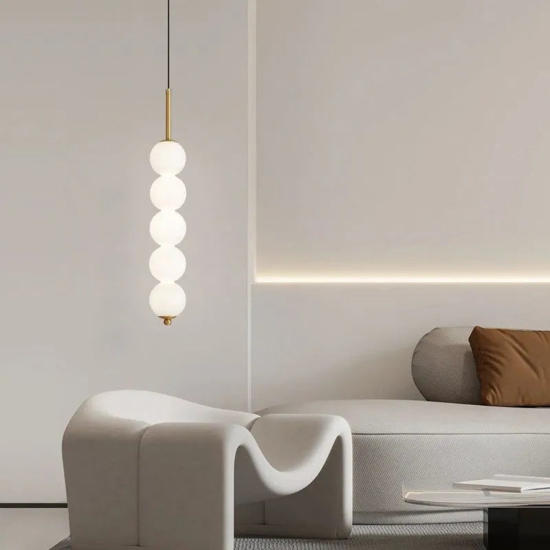 Suspension — En verre nordique LED cuivre vent gourde 3-8 tête chevet suspendu décor lampe pour étude chambre salon éclairage