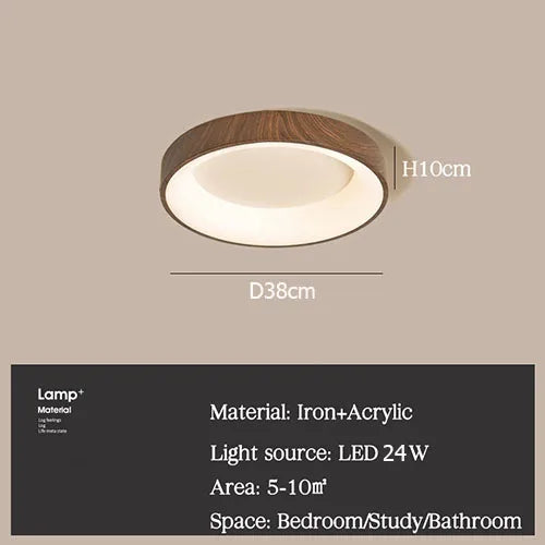 Plafonnier — LED imitation bois éclairage rond rectangle carré