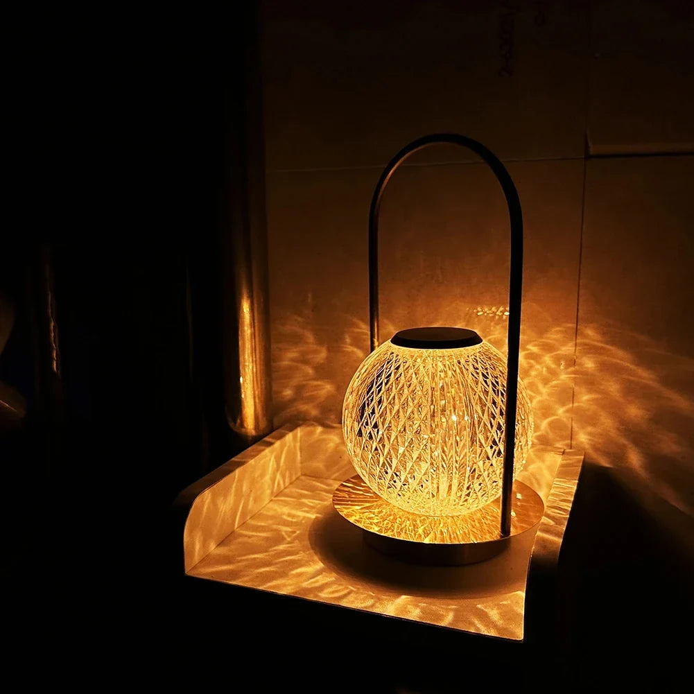 lampe de table boule cristal vintage tactile rechargeable design décoratif