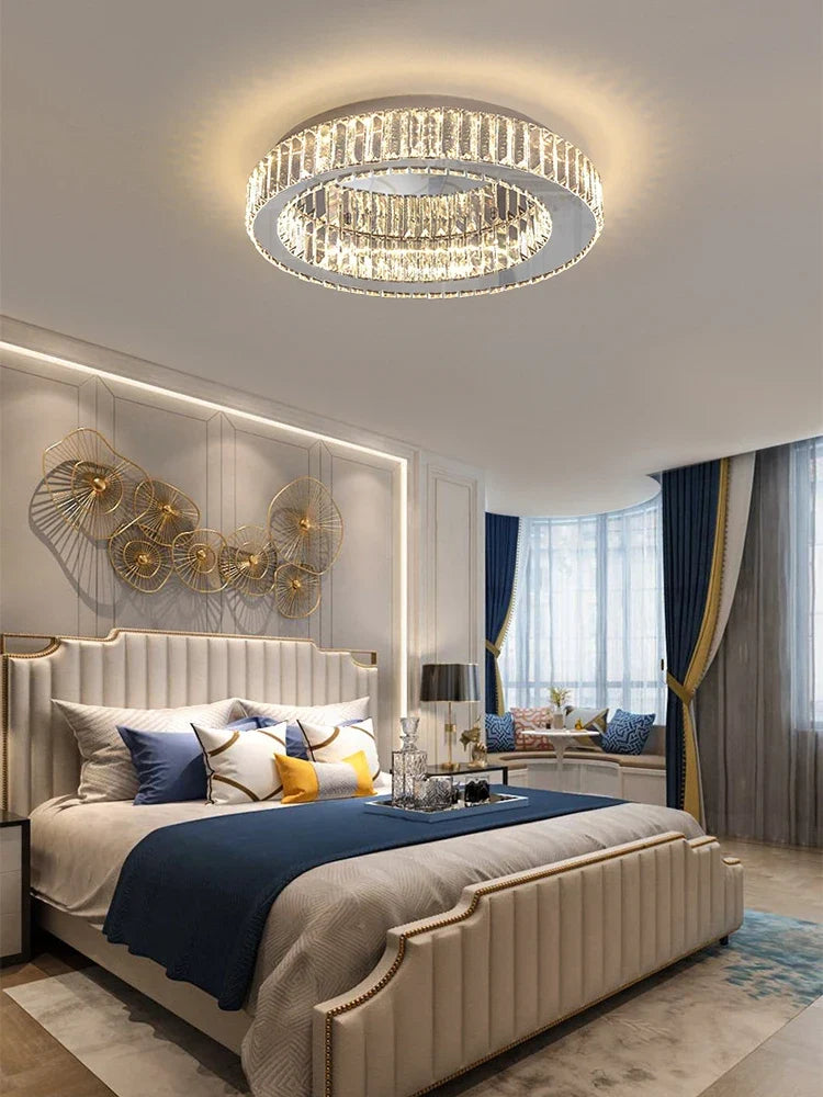 Lustre — Rond en cristal dimmable LED de luxe