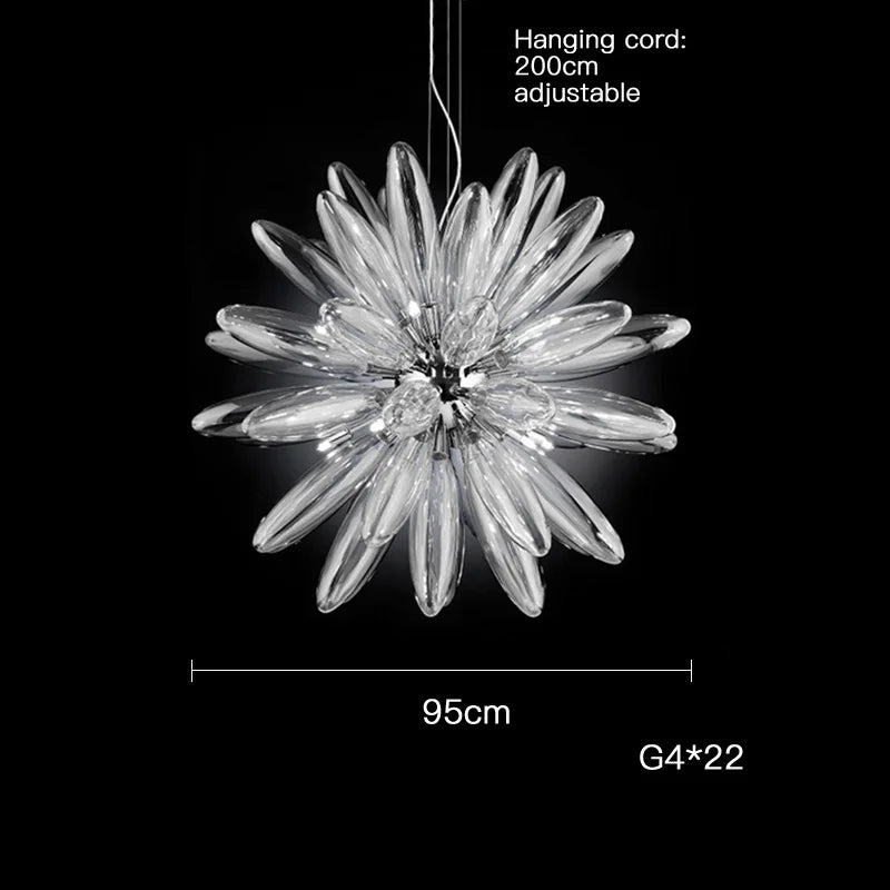 Lustre — En verre à grand globe avec quincaillerie élégante