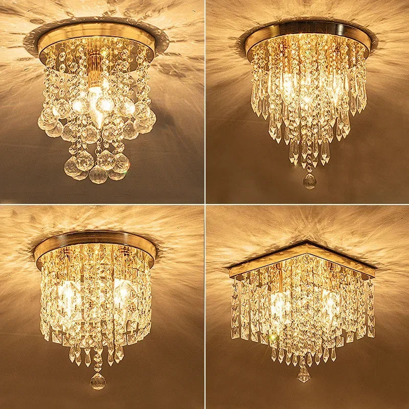 Plafonnier — LED en bois style bohème moderne avec cristal élégant
