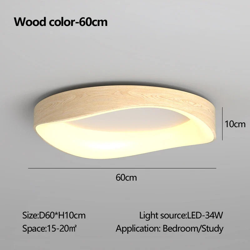 Plafonnier en bois rond avec télécommande pour éclairage intérieur Estelle Nuance - Matière Chaleureuse & Lignes Élégantes