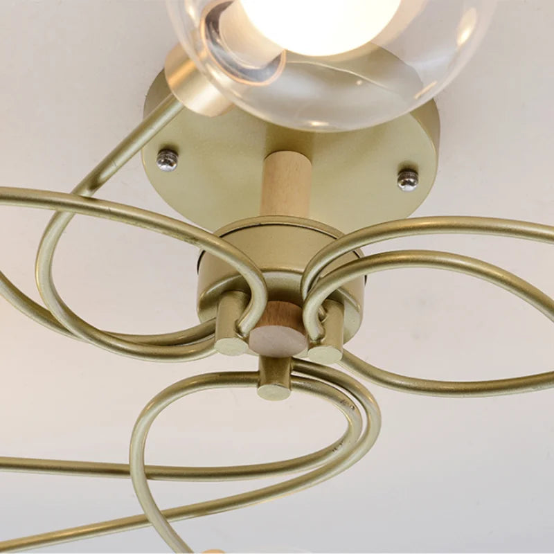 Plafonnier — Boule de verre nordique or noir pour salon chambre Hall suspension lampe décor à la maison éclairage Lustres Luminaires
