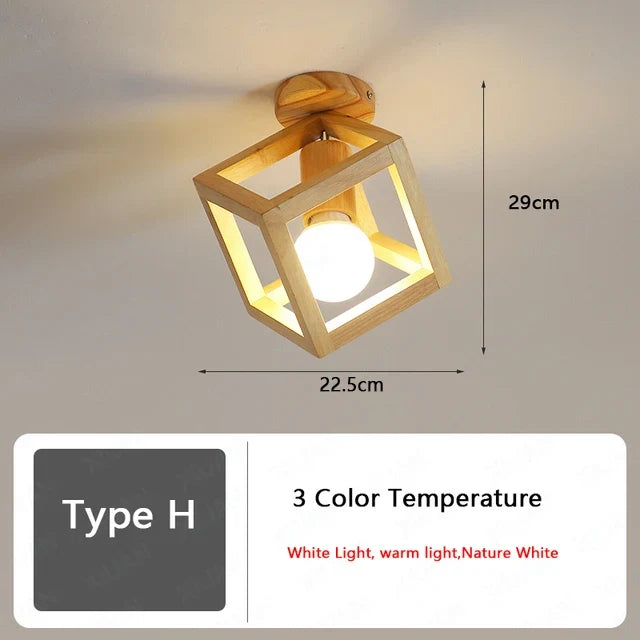 Plafonnier — En bois nordique pour couloir entrée balcon couloir vestiaire Illuminaire 3 température de couleur en bois LED allée lumière