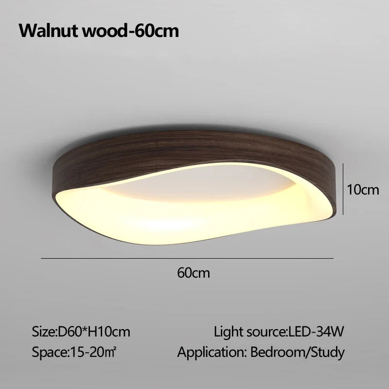 Plafonnier en bois rond avec télécommande pour éclairage intérieur Estelle Nuance - Matière Chaleureuse & Lignes Élégantes