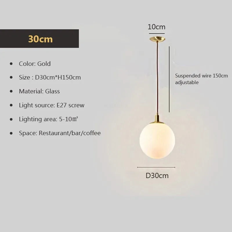 Suspension — En verre nordique 8-50 cm boule ronde lampes suspendues pour la maison pour Bar chambre salon café décoration Luminaires Lustre