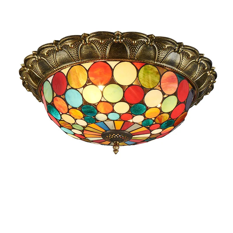 Plafonnier led vitrail classique pour éclairage intérieur décoratif Léopold Matin en Verre - Jeux de Reflets & Harmonie Intérieure