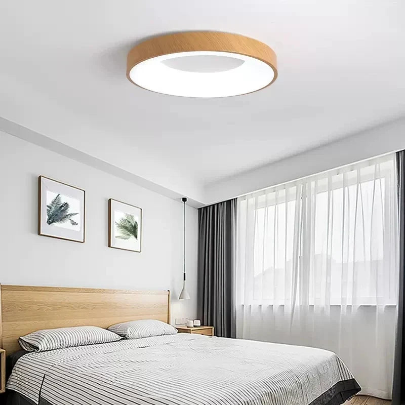 Plafonnier — LED rond Ultra-fin en Grain de bois