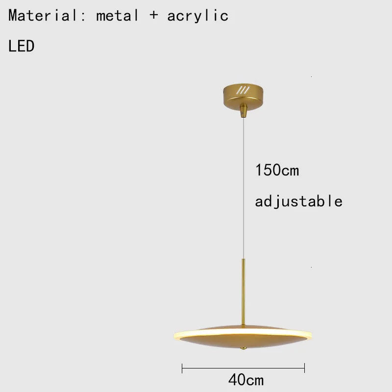 lampe led ronde métal art déco avec fil réglable