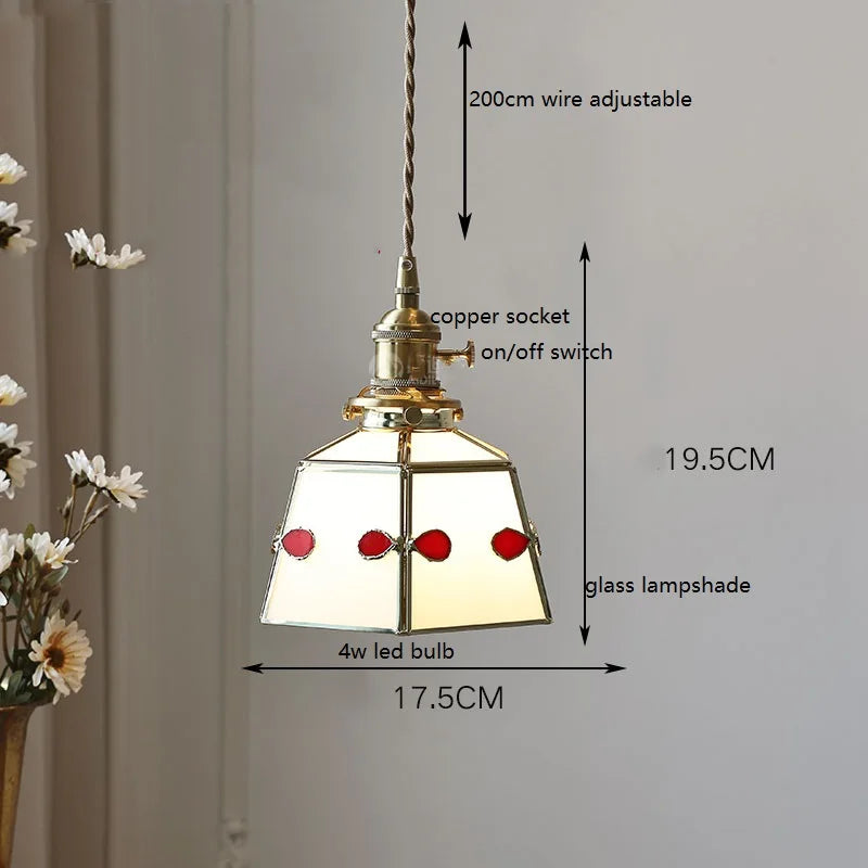 lampe à main vintage nordique avec verre coloré et cuivre