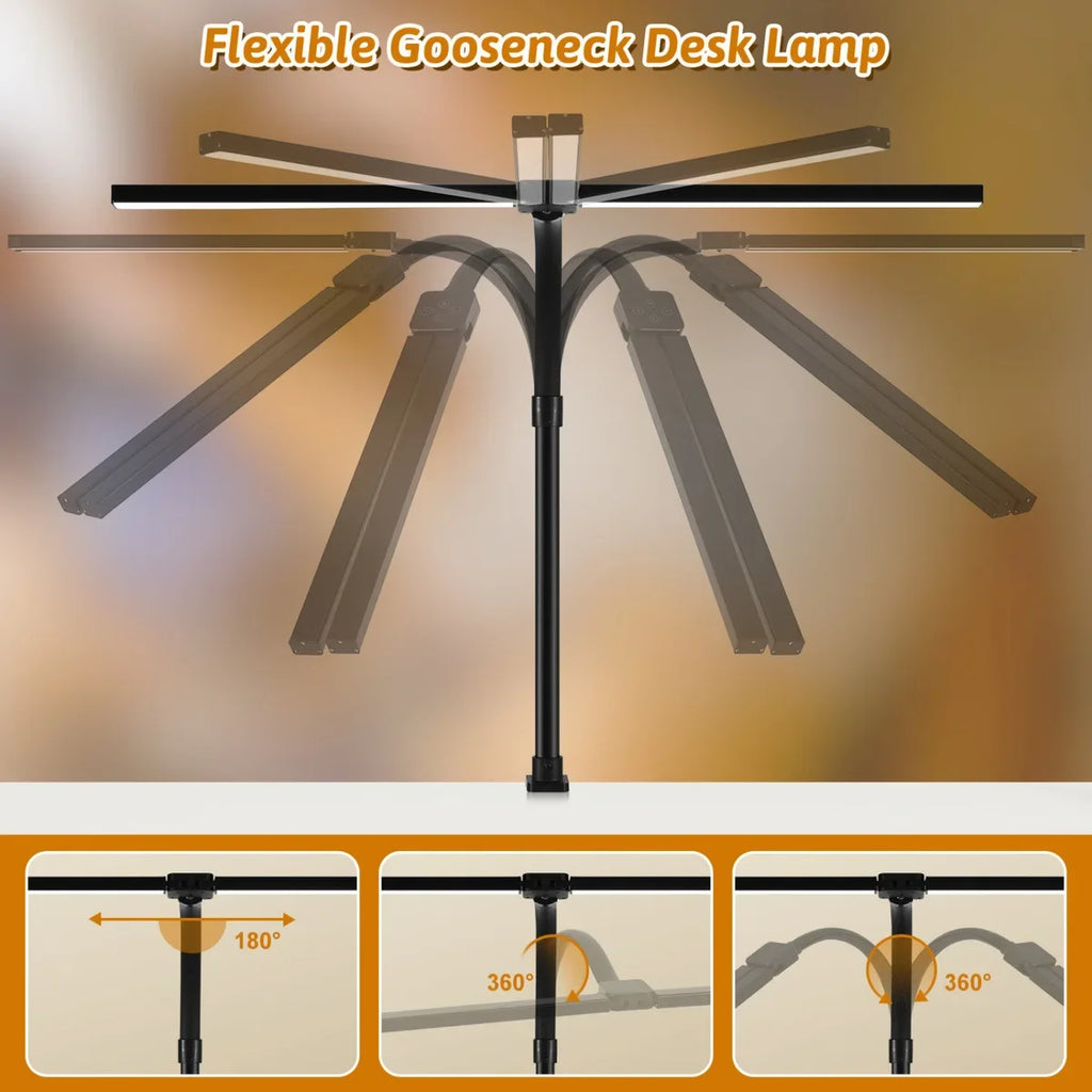 Lampe de bureau — À double tête à pince LED adjustable