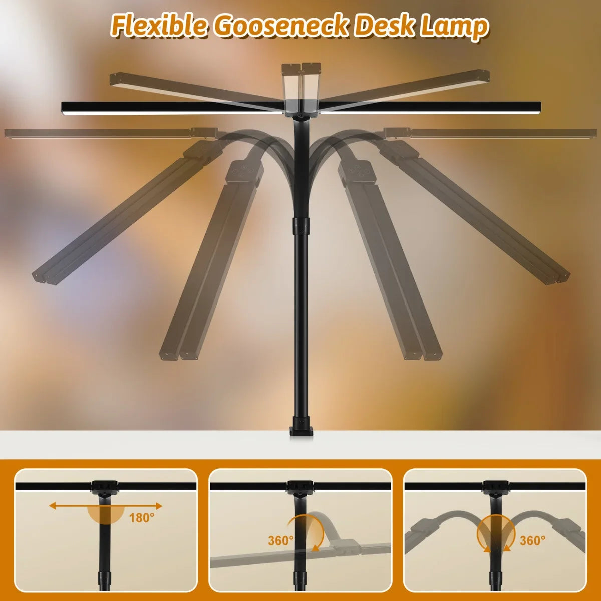 Lampe de bureau — À double tête à pince LED adjustable