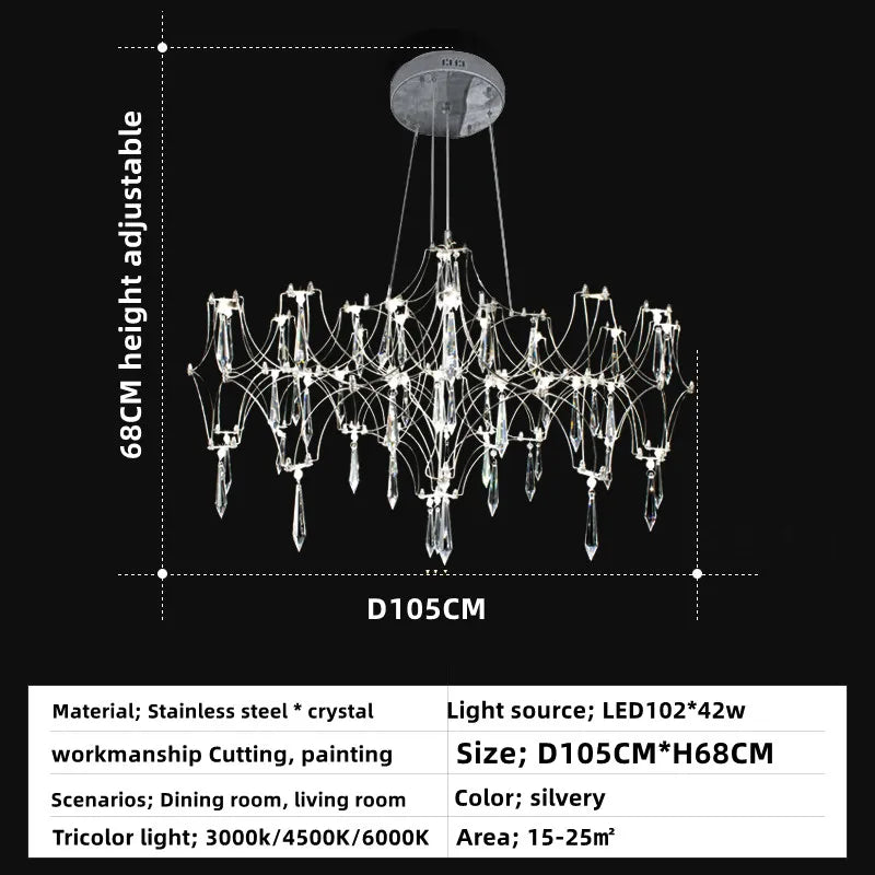 Lustre — Post-moderne cube de lumière en cristal acier inoxydable LED