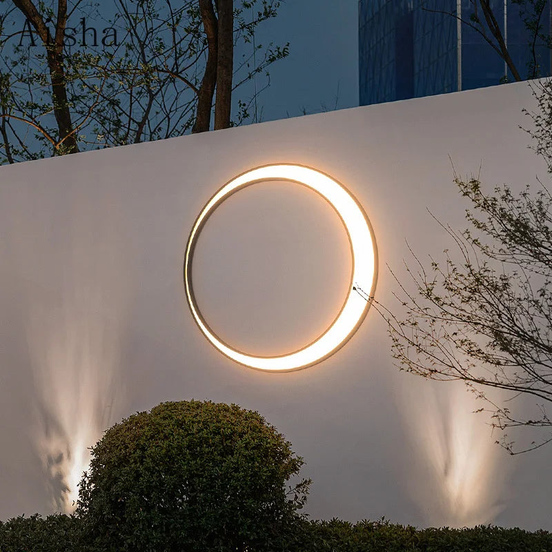 Applique murale — Extérieure moderne étanche en terre cuite ronde lune