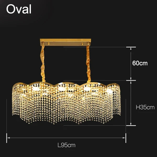 Suspension — Moderne en cristal doré haute suspension design élégant pour intérieur