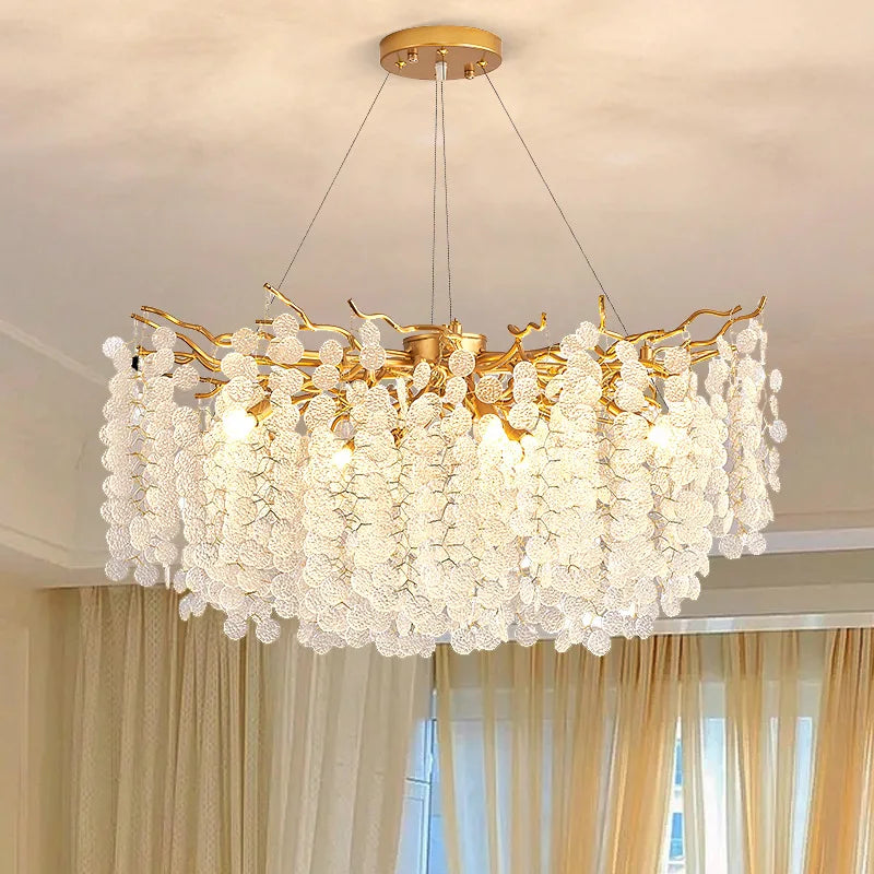 Lustre — Vintage en verre craquelé pour décoration intérieure à LED